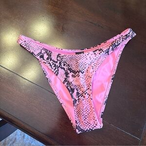 Triangl Brand Pink Snakeskin Print Bikini Swim Bottoms High Rise Size Medium